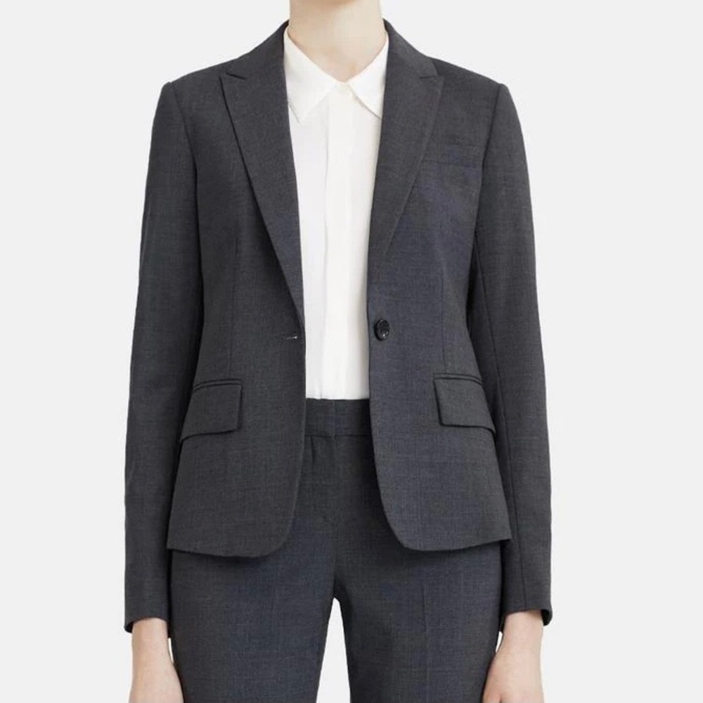 Theory charcoal grey FULL SKIRT SUIT 00